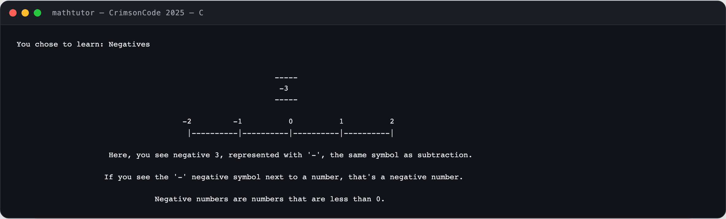 The negatives tutorial with a number line